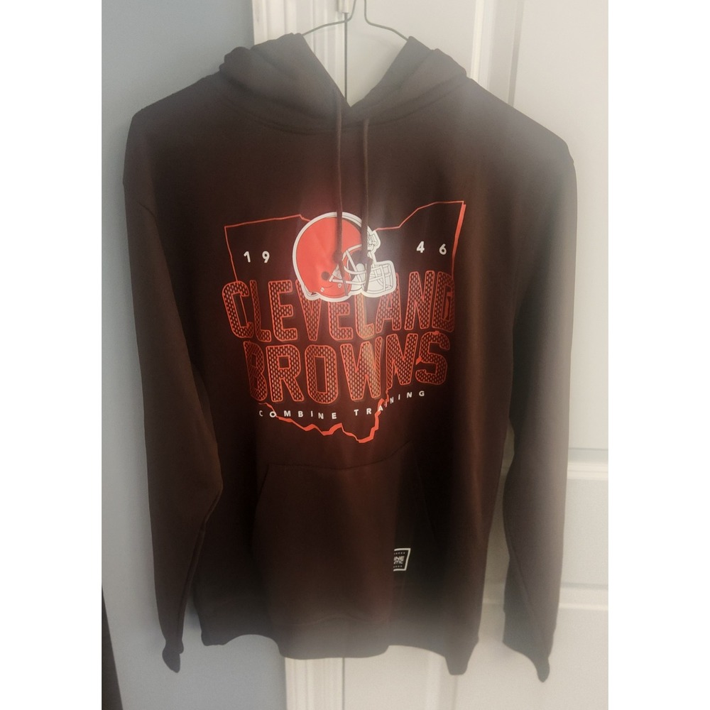 Cleveland Browns NFL Combine Training Hoodie Mens Brown Graphic Sweatshirt Large